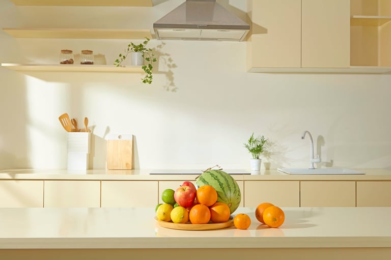 Modern kitchen with integrated sink and stone countertop