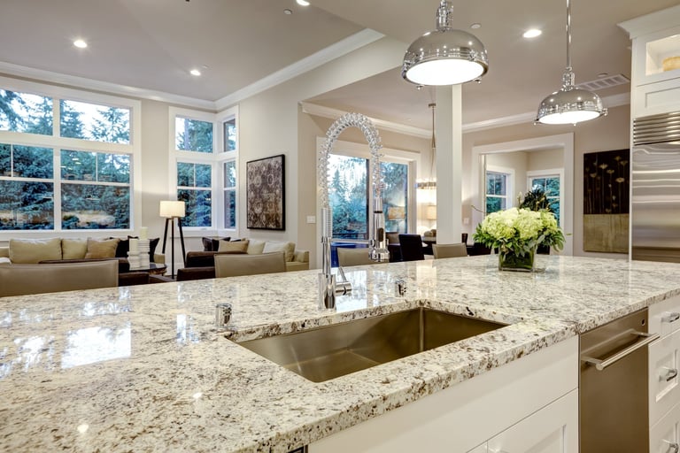 Modern kitchen with elegant granite countertops